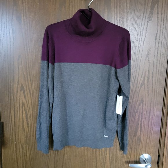 NWT Calvin Klein Plum and Grey Turtleneck Sweater Size Large - Picture 5 of 10